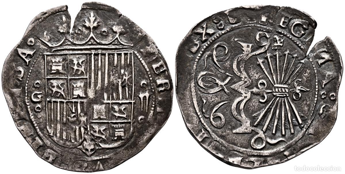 Monedas de Espa&ntilde;a: REYES CAT&Oacute;LICOS (1474-1504). 2 Reales. (Ar. 6,29g/30mm). S/D (1550-1566). Granada R (Alonso Rinc&oacute;n).