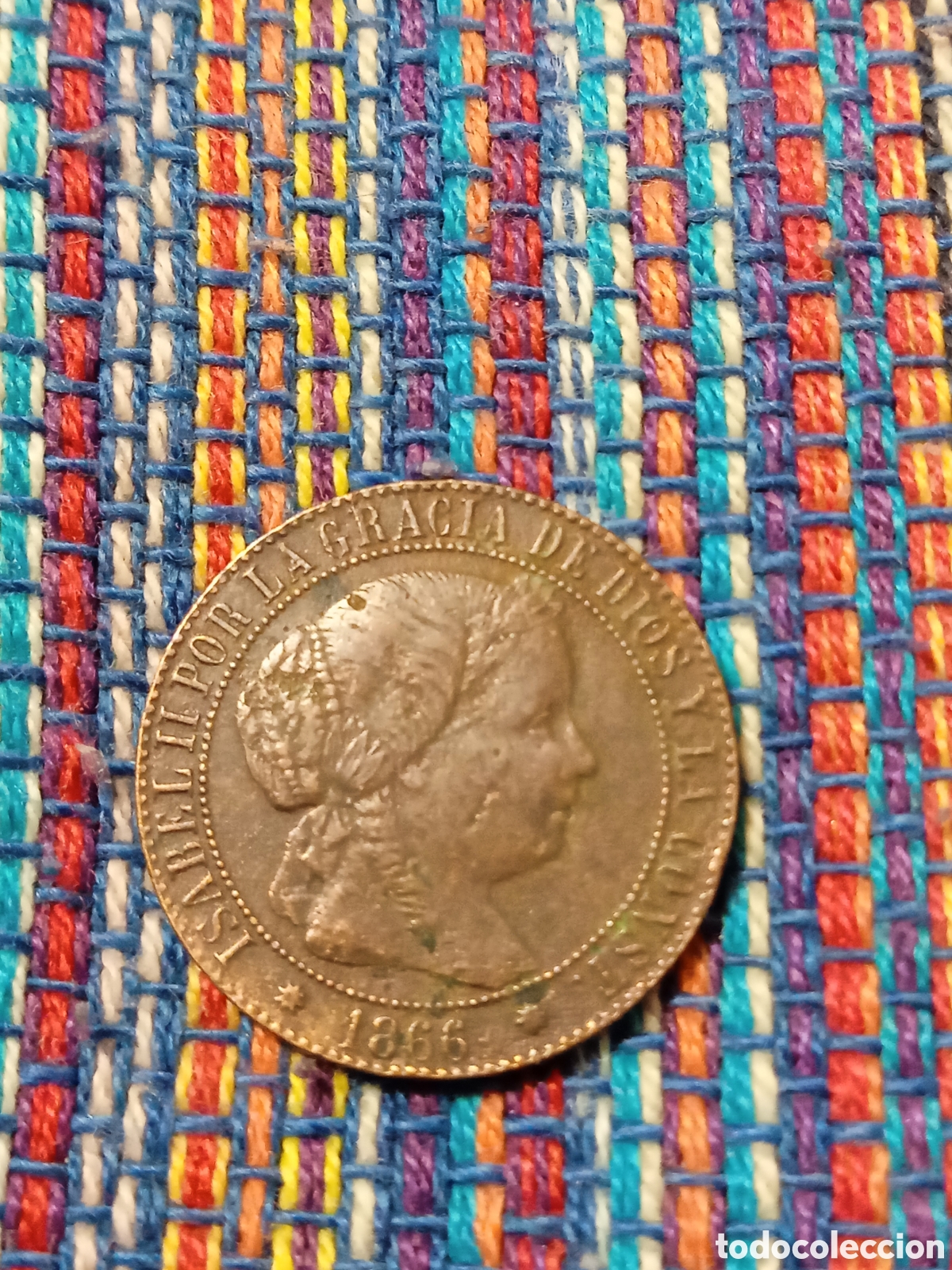 Monedas de Espa&ntilde;a: X- UN C&Eacute;NTIMO DE ESCUDO 1866 SIN OM BARCELONA ISABEL II