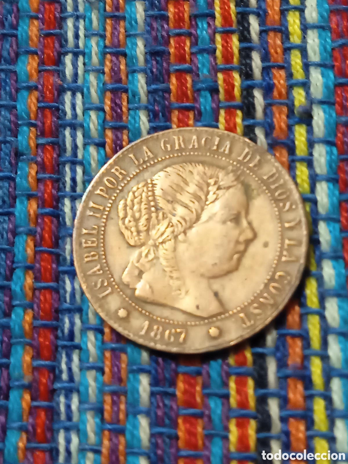 Monedas de Espa&ntilde;a: X- 1/2 C&Eacute;NTIMO DE ESCUDO 1867 OM BARCELONA ISABEL II