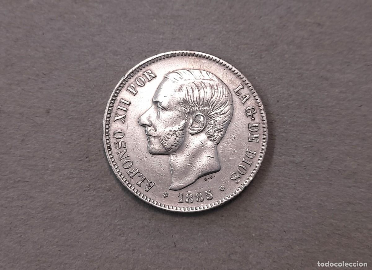 Monedas de Espa&ntilde;a: Alfonso XII, 5 Pesetas 1885 MS.M. *18*87