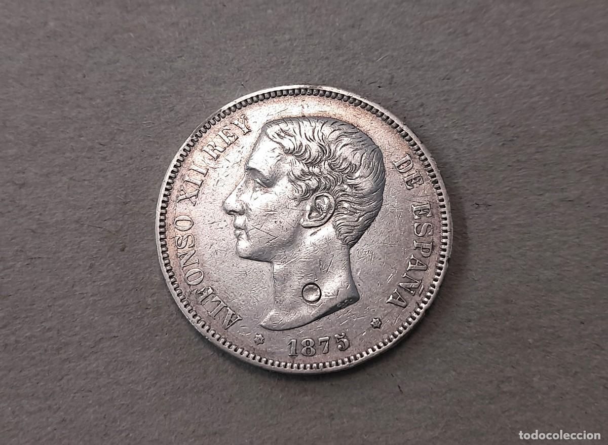 Monedas de Espa&ntilde;a: Alfonso XII, 5 Pesetas 1875 DE.M. *18*85