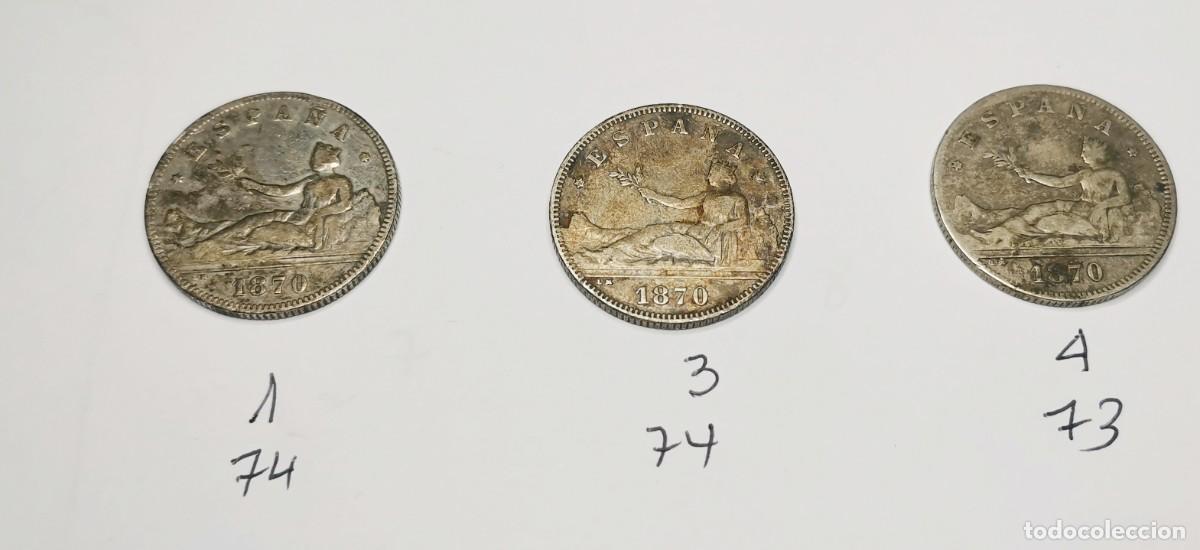 Monedas de Espa&ntilde;a: Lote 3 Monedas Plata 2 Pesetas 1870 Gobierno Provisional (*73 y *74) - 29,53 g T