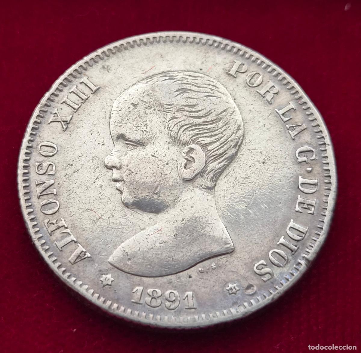 Monedas de Espa&ntilde;a: ESPA&Ntilde;A. ALFONSO XIII 2 PESETAS 1891 * (18-91) MBC- Rara