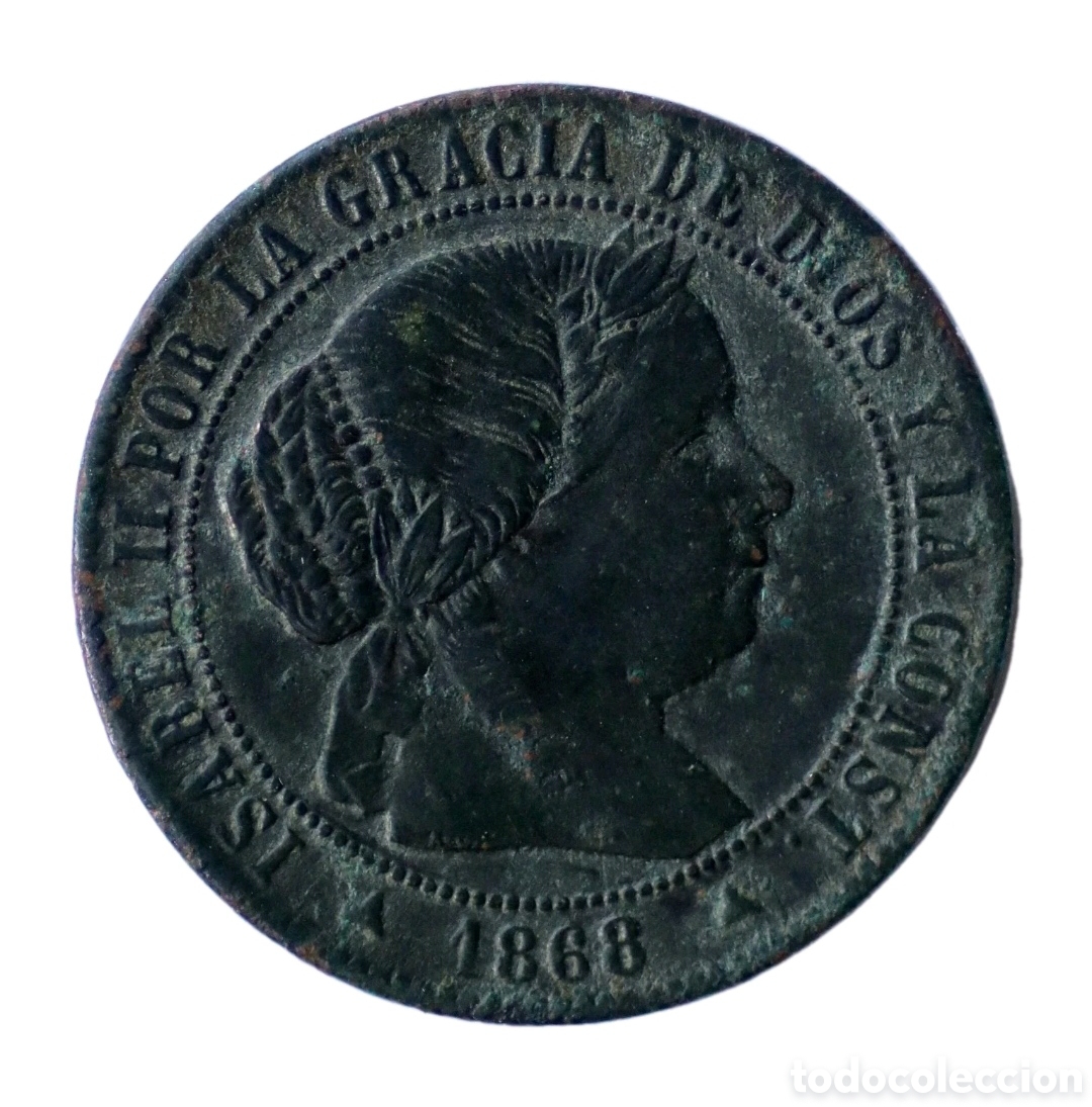 Monedas de Espa&ntilde;a: 1/2 MEDIO CENTIMO DE ESCUDO 1868 ISABEL II SEGOVIA