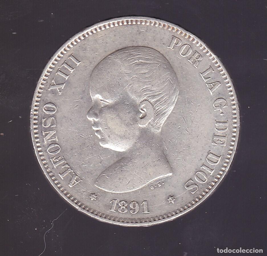 Monedas de Espa&ntilde;a: FC8-12- Moneda 5 Ptas Alfonso XIII 1891. PLATA