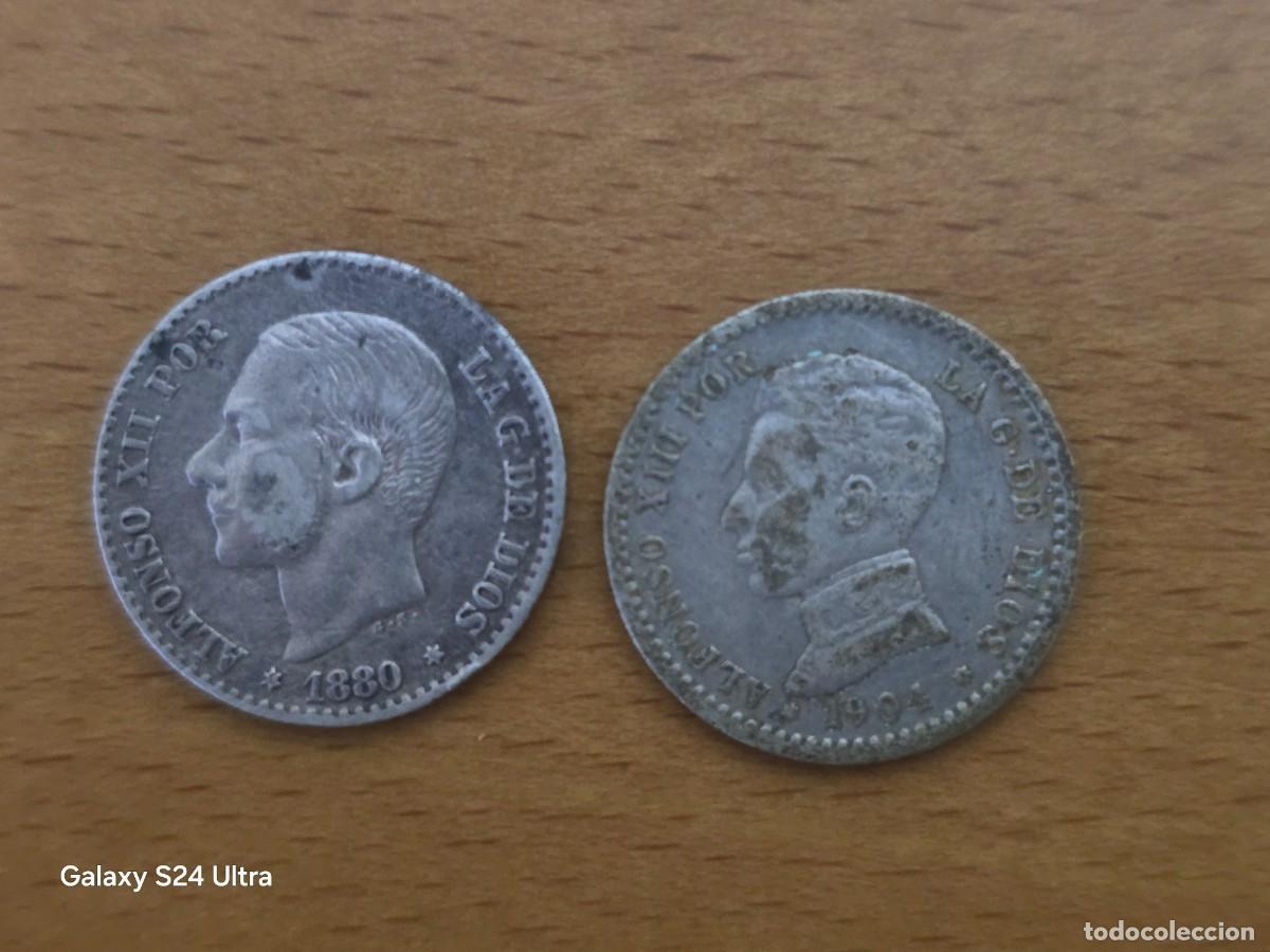 Monnaies d'Espagne: LOTE DE 2 MONEDAS DE 50 C&Eacute;NTIMOS DE ALFONSO XII Y XIII...5 GRAMOS DE PLATA..LM.S305..LA DE LAS FOTOS
