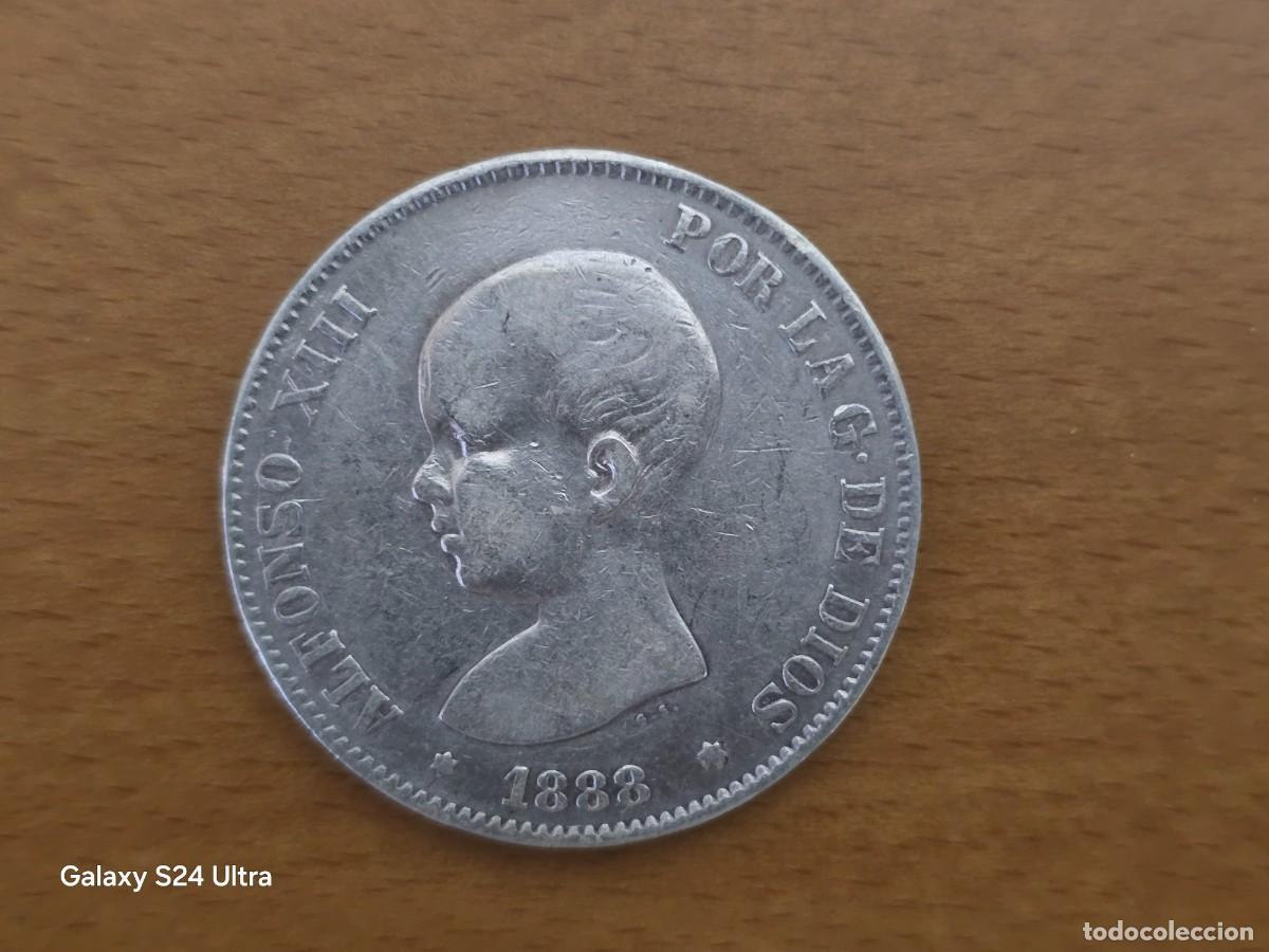 Monedas de Espa&ntilde;a: 5 PESETAS DE 1888..DE ALFONSO XII...MUY BONITA...25 GRAMOS DE PLATA..LM.S308..LA DE LAS FOTOS