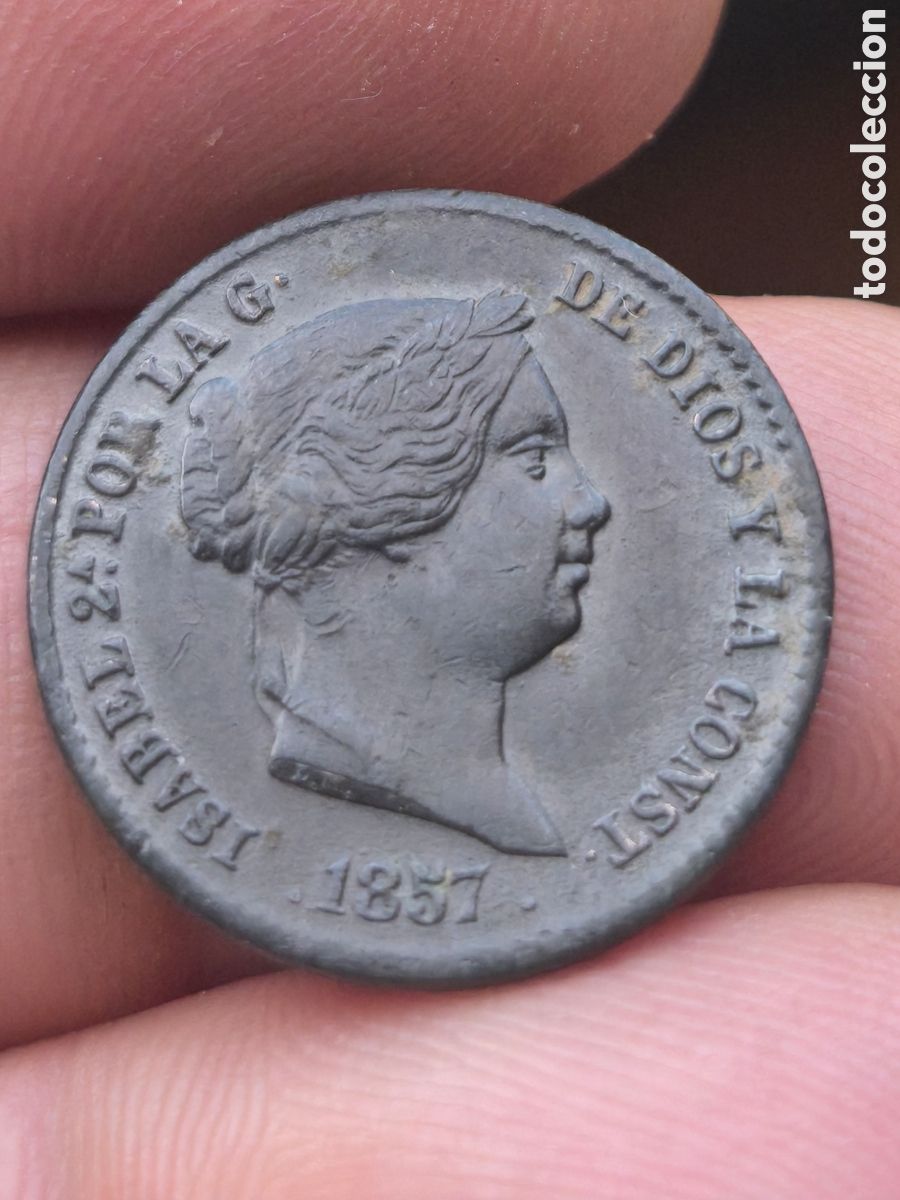 Monedas de Espa&ntilde;a: Isabel II 1857 10 c&eacute;ntimos de Real Segovia