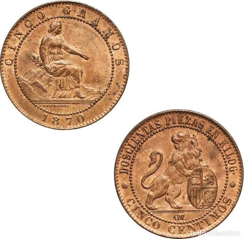 Monedas de Espa&ntilde;a: *GUTSE*239-GOBIERNO PROVISIONAL, 5 C&Eacute;NTIMOS 1870, SIN CIRCULAR.