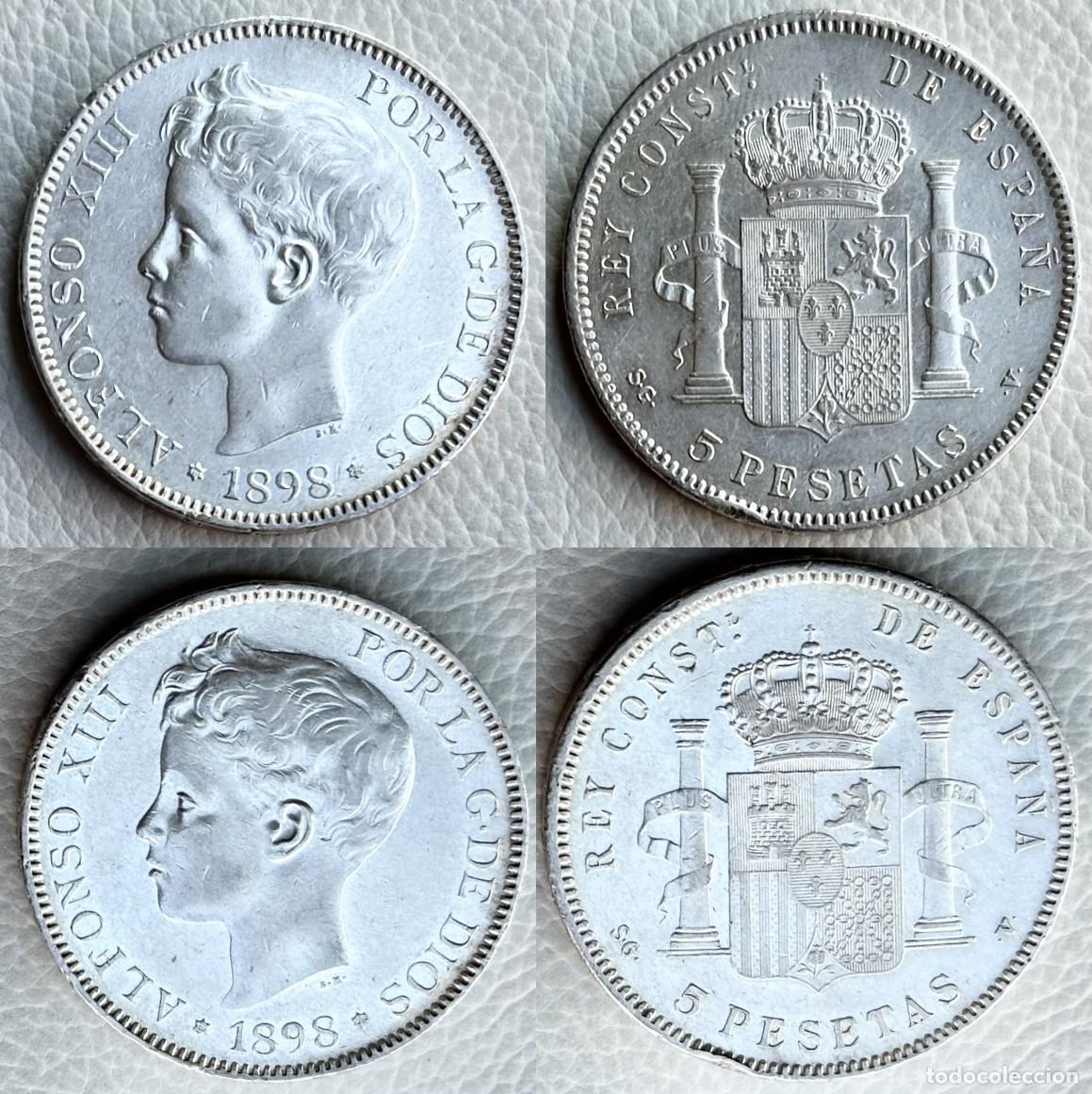 Monedas de Espa&ntilde;a: 5 Pesetas Plata ALFONSO XIII 1898 Estrella 18* 98* SGV Madrid
