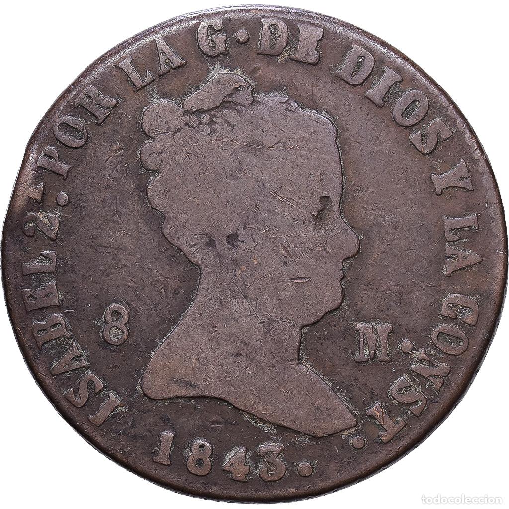 Monedas de Espa&ntilde;a: [#1547438] Espa&ntilde;a, Isabel II, 8 Maravedis, 1843, Segovia, Cobre, BC, KM:531