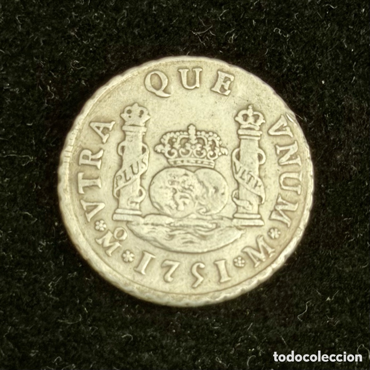 Monedas de Espa&ntilde;a: 2 reales columnario Fernando VI 1751 M&eacute;xico plata