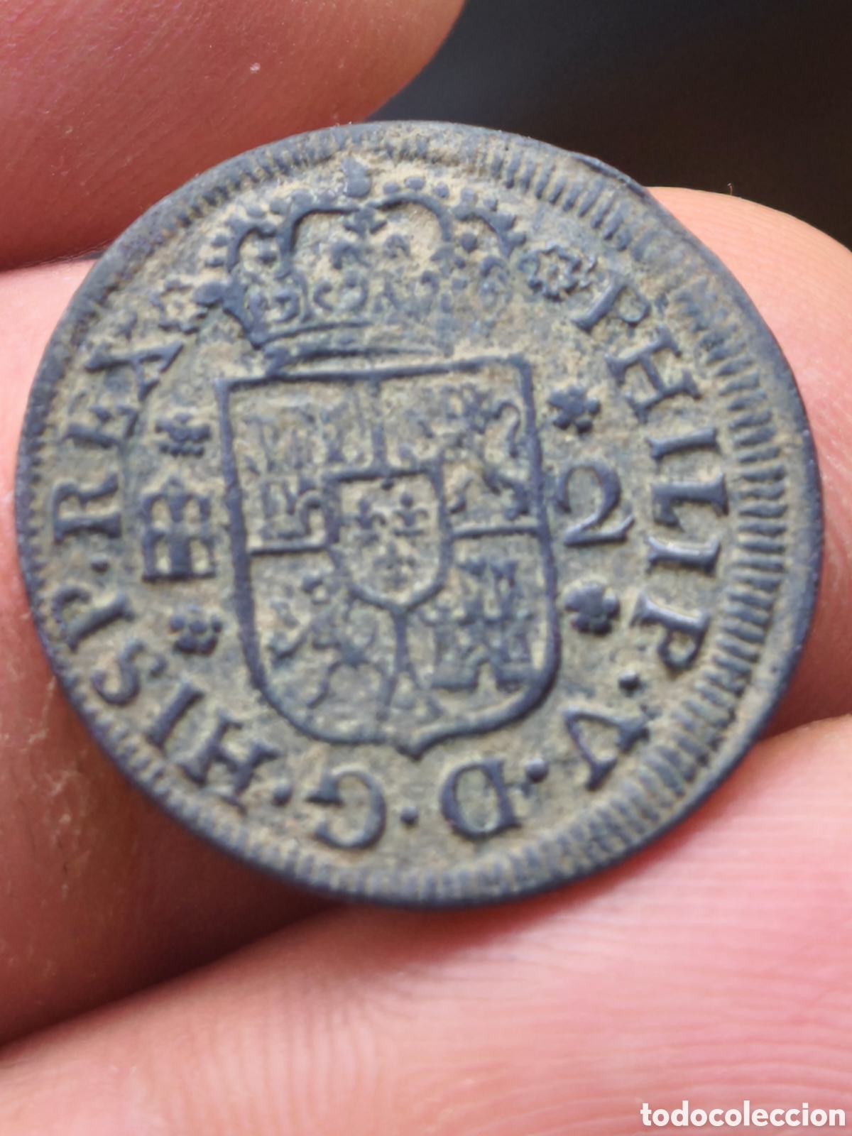 Monedas de Espa&ntilde;a: Felipe V 1745 2 maravedis Segovia - Foto 2