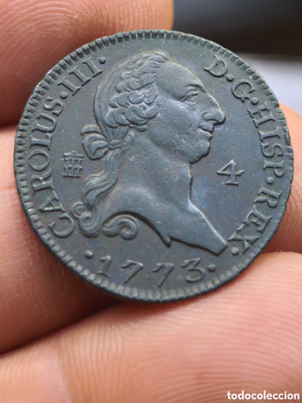 Monedas de Espa&ntilde;a: Carlos III 1773 4 maravedis Segovia