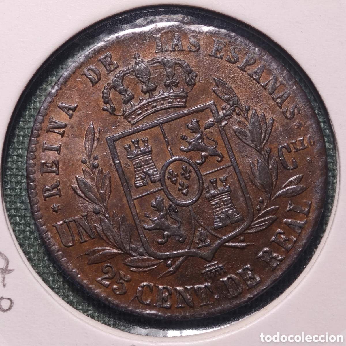 Monedas de Espa&ntilde;a: 25 C&Eacute;NTIMOS DE REAL, ISABEL II SEGOVIA EBC+ - Foto 2