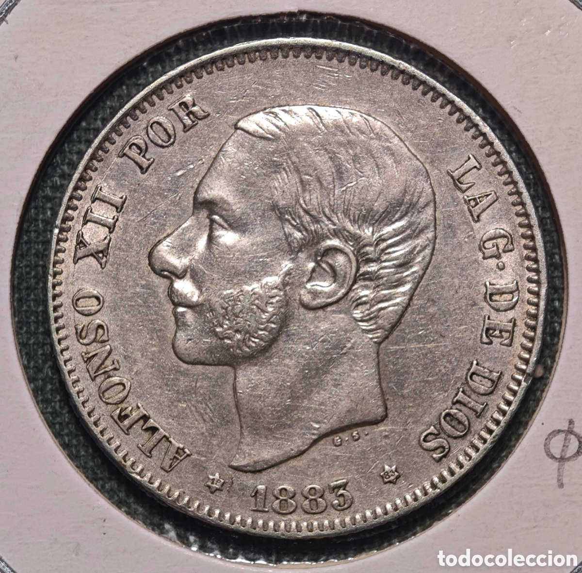 Monedas de Espa&ntilde;a: 2 PESETAS ALFONSO XII 1883 (*18-83) MADRID MBC+/EBC- RESTOS DE BRILLO ORIG
