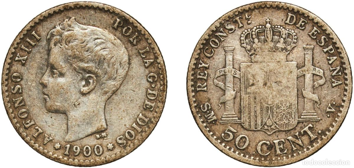 Monedas de Espa&ntilde;a: Spain Kingdom 1900 SMV 50 Centimos - Alfonso XIII (3rd portrait) Silver (.835) Madrid Mint (2128369