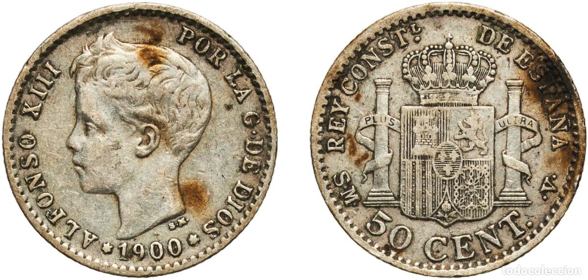 Monedas de Espa&ntilde;a: Spain Kingdom 1900 SMV 50 Centimos - Alfonso XIII (3rd portrait) Silver (.835) Madrid Mint (2128369