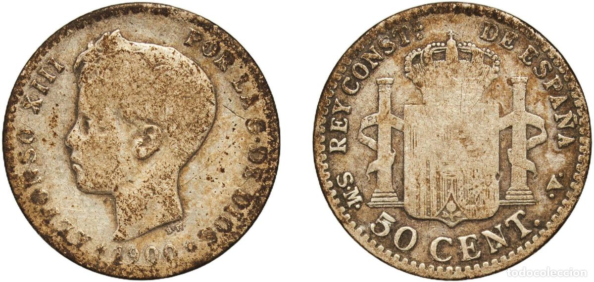 Monedas de Espa&ntilde;a: Spain Kingdom 1900 SMV 50 Centimos - Alfonso XIII (3rd portrait) Silver (.835) Madrid Mint (2128369
