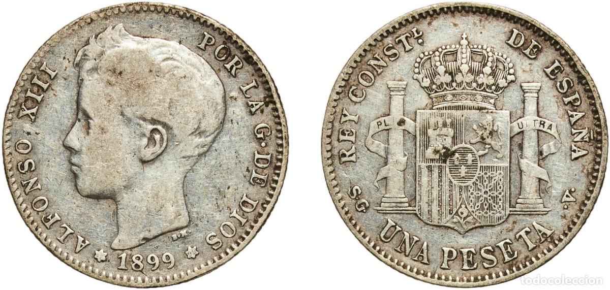 Monedas de Espa&ntilde;a: Spain Kingdom 1899 ??-99 SGV 1 Peseta - Alfonso XIII (3rd portrait) Silver (.835) Madrid Mint (747
