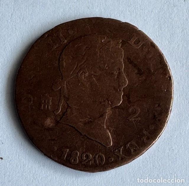 Monedas de Espa&ntilde;a: 2 MARAVED&Iacute;S - FERNANDO VII - 1820 - COBRE - CECA de MADRID