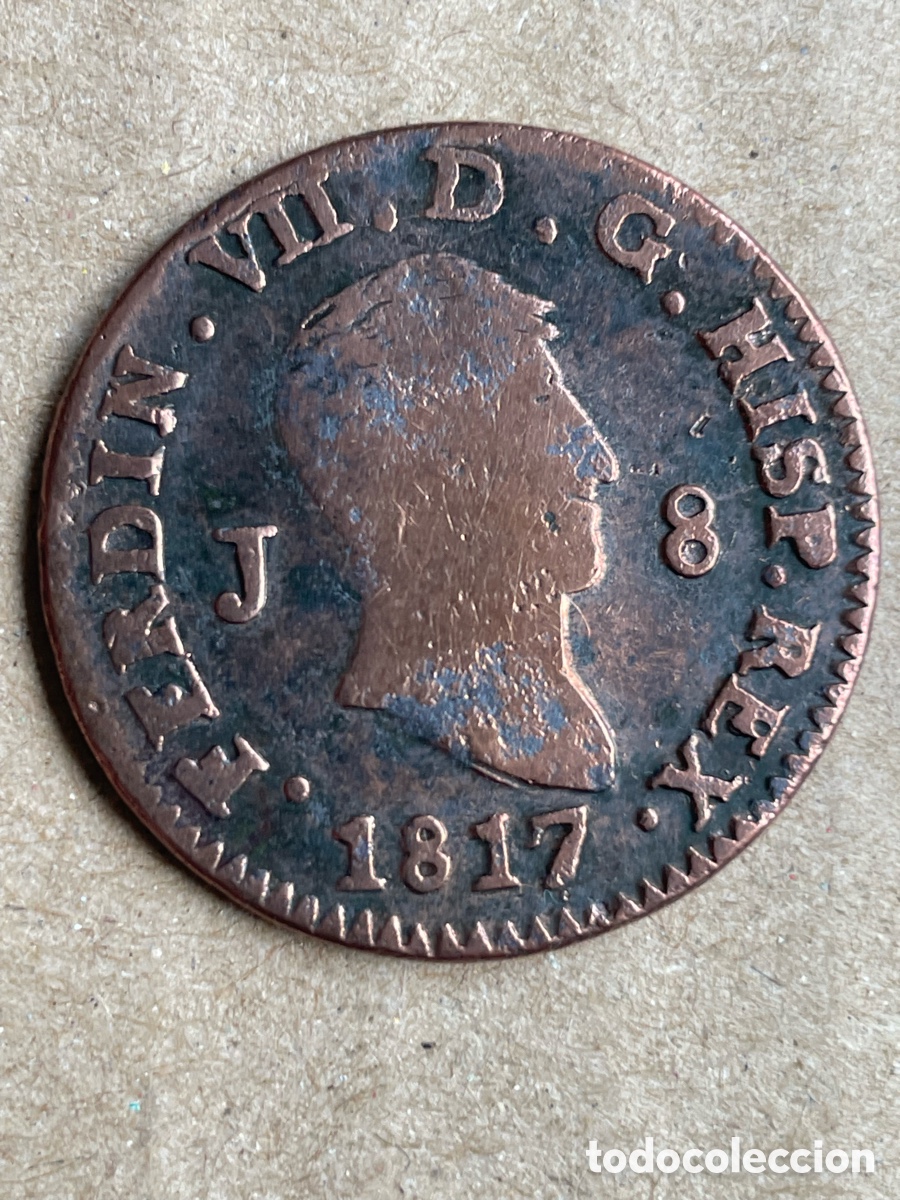 Monedas de Espa&ntilde;a: Moneda Fernando VII 2 Maraved&iacute;s a&ntilde;o 1817