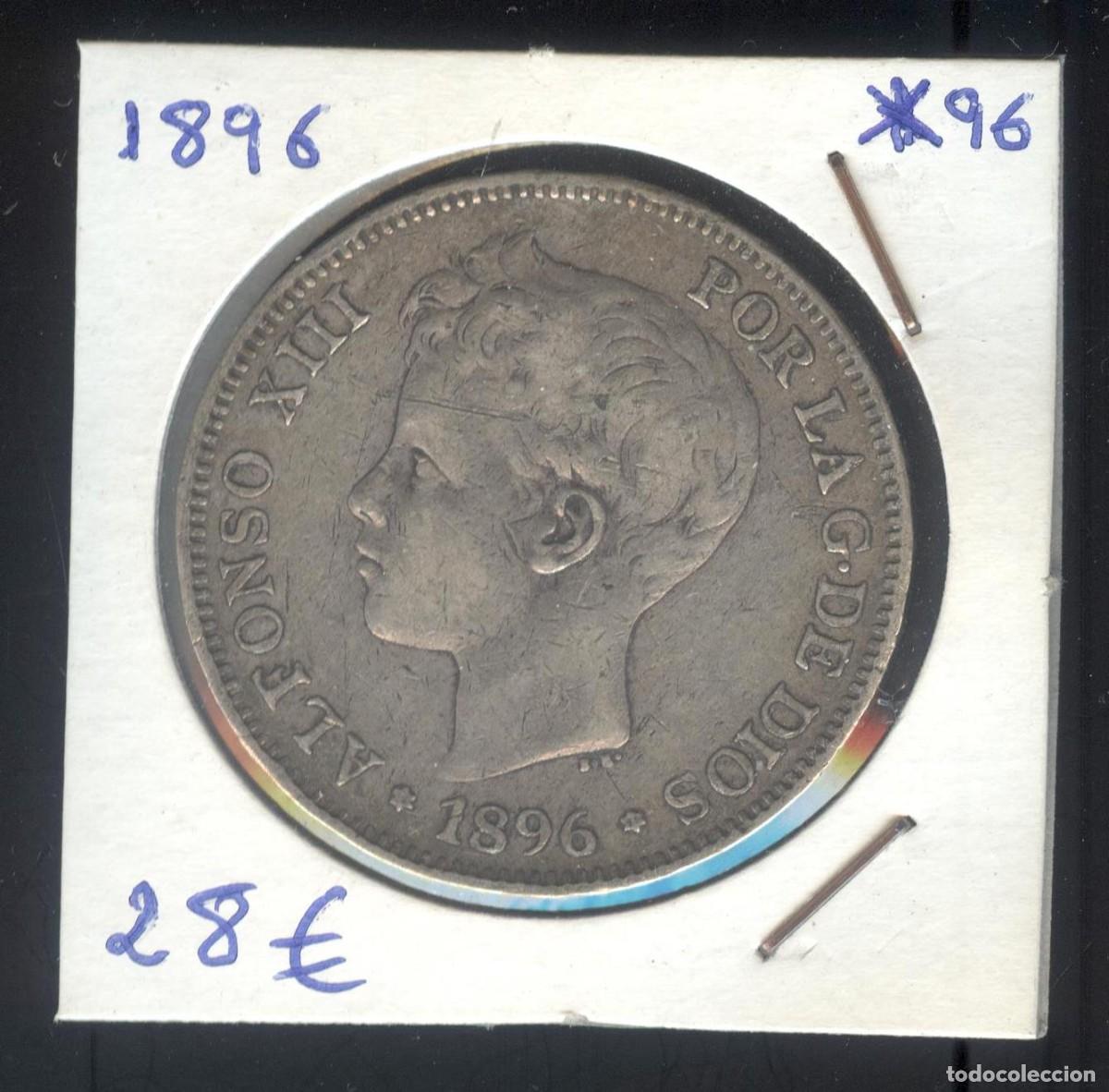 Monedas de Espa&ntilde;a: NUMULITE F0328 Moneda Espa&ntilde;a 1896 Alfonso XIII 5 pesetas