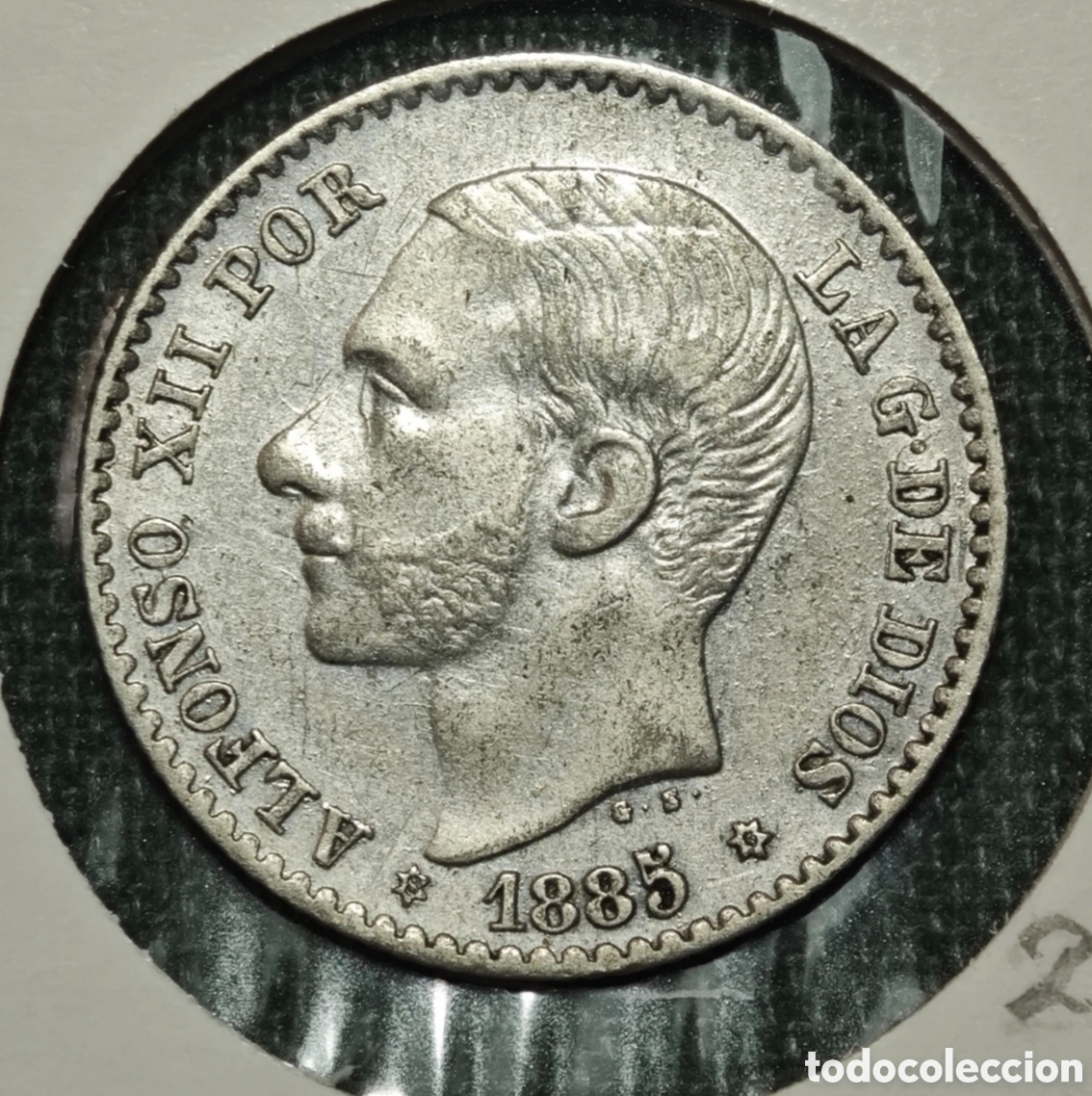 Monedas de Espa&ntilde;a: 50 C&Eacute;NTIMOS ALFONSO XII 1885(*8-6) MA RESTOS DE BRILLO ORIGINAL