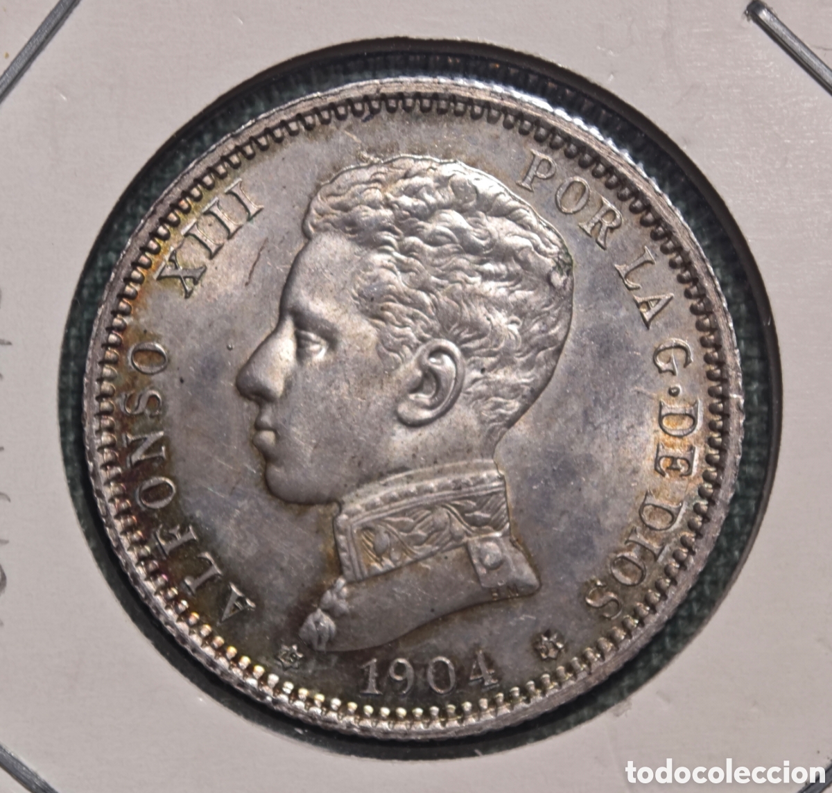 Monedas de Espa&ntilde;a: 1 PESETA ALFONSO XIII CON FECHA 1904 (*19- &empty;4) MADRID SM V VARIANTE CERO PARTIDO SIN CIRCULAR