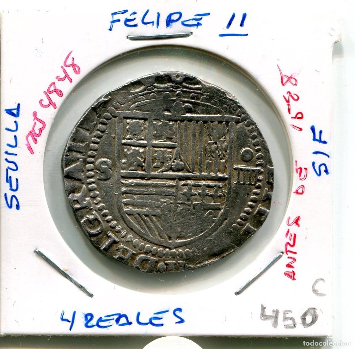 Monedas de Espa&ntilde;a: 4 REALES FELIPE II A&Ntilde;O S/F SEVILLA ( ANTES DE 1588 ) ( MES4848 )