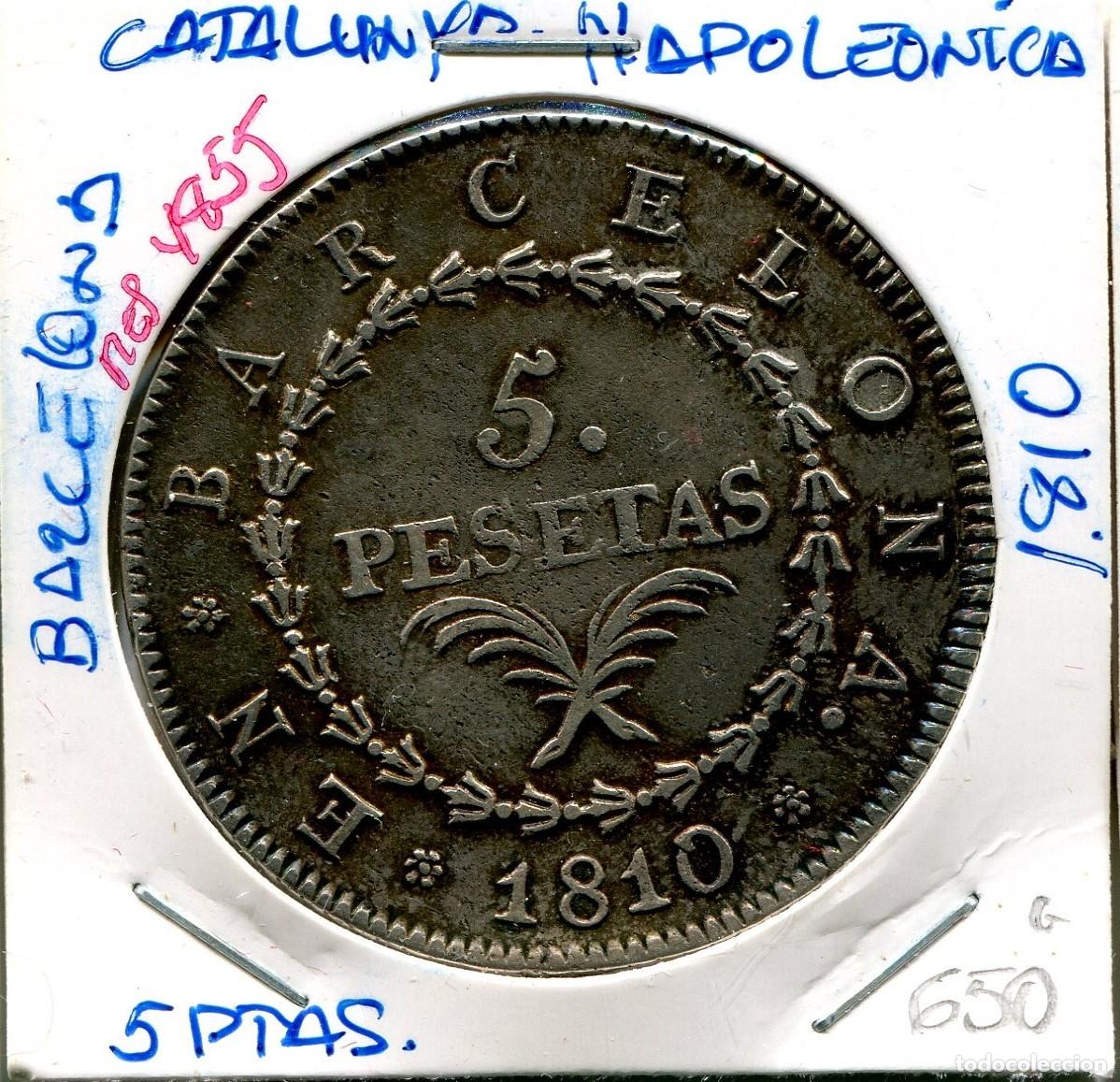 Monedas de Espa&ntilde;a: 5 PESETAS CATALUNYA NAPOLEONICA A&Ntilde;O 1810 BARCELONA ( MES4855 )