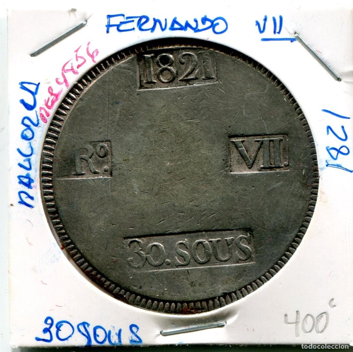 Monedas de Espa&ntilde;a: 30 SOUS FERNANDO VII A&Ntilde;O 1821 MALLORCA ( MES4856 )