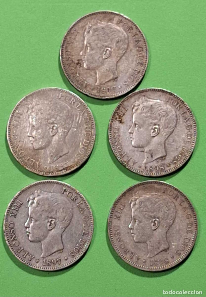 Monedas de Espa&ntilde;a: Lote de 5 Duros de Plata Alfonso XIII (Varios A&ntilde;os)