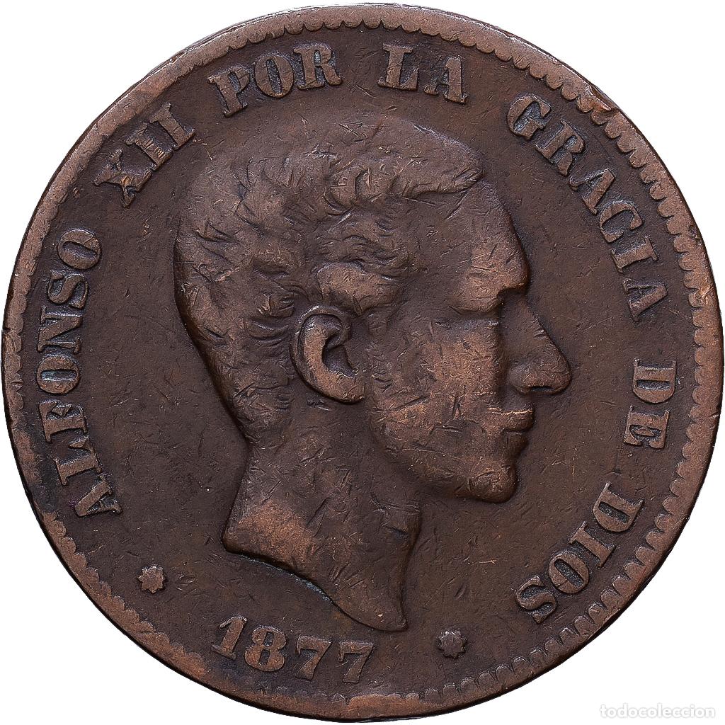 Monedas de Espa&ntilde;a: [#1552401] Espa&ntilde;a, Alfonso XII, 10 Centimos, 1877, Madrid, Bronce, MBC, KM:675
