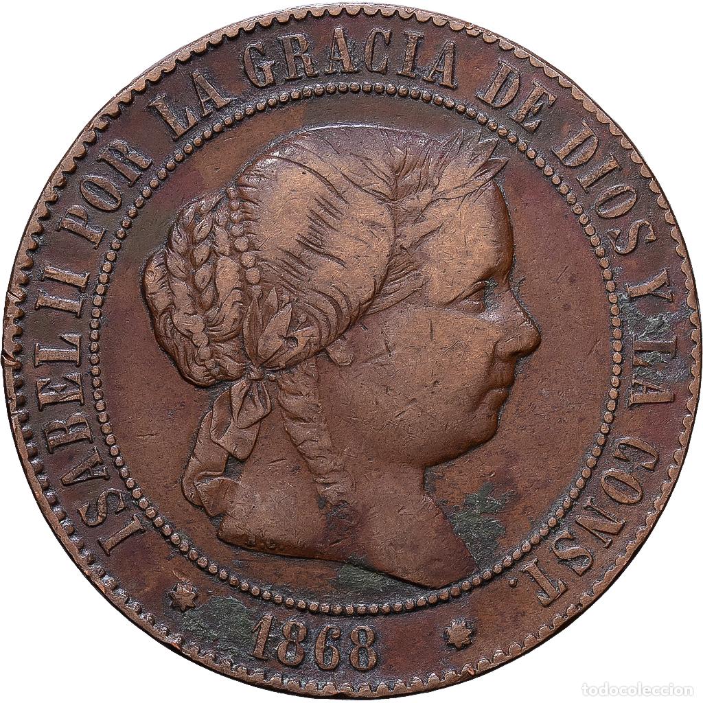 Monedas de Espa&ntilde;a: [#1552402] Espa&ntilde;a, Isabel II, 5 Centimos, 1868, Madrid, Cobre, MBC, KM:635.5