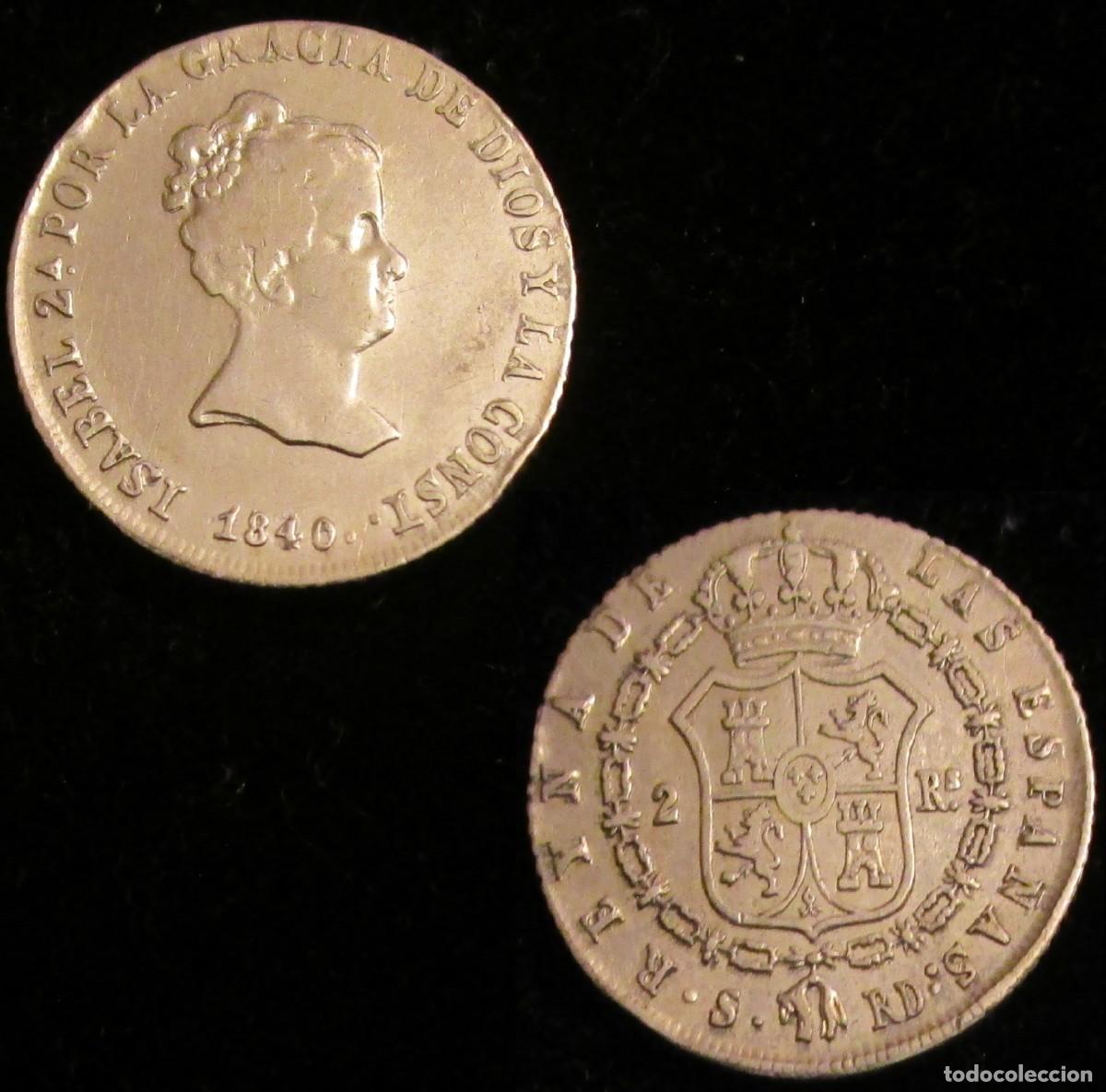 Monedas de Espa&ntilde;a: *GUTSE*828-ISABEL II, 2 REALES 1840, SEVILLA RD, MBC+, RARA.