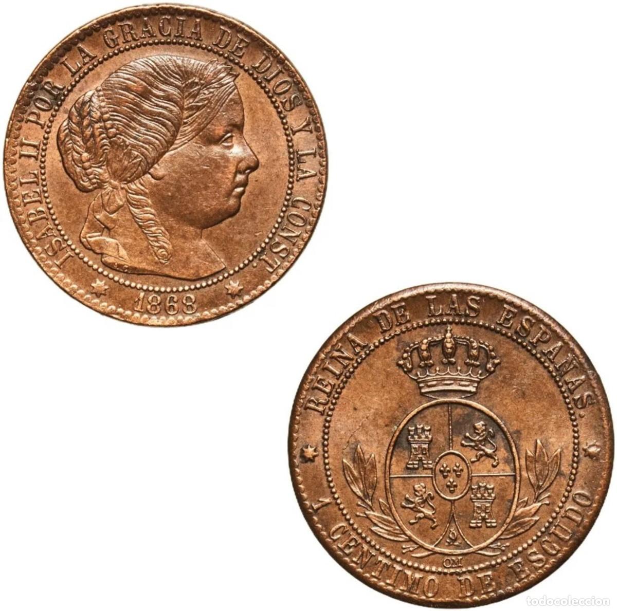 Monedas de Espa&ntilde;a: *GUTSE*830-ISABEL II, 1 CENTIMO DE ESCUDO 1868, SEVILLA OM, EBC+.
