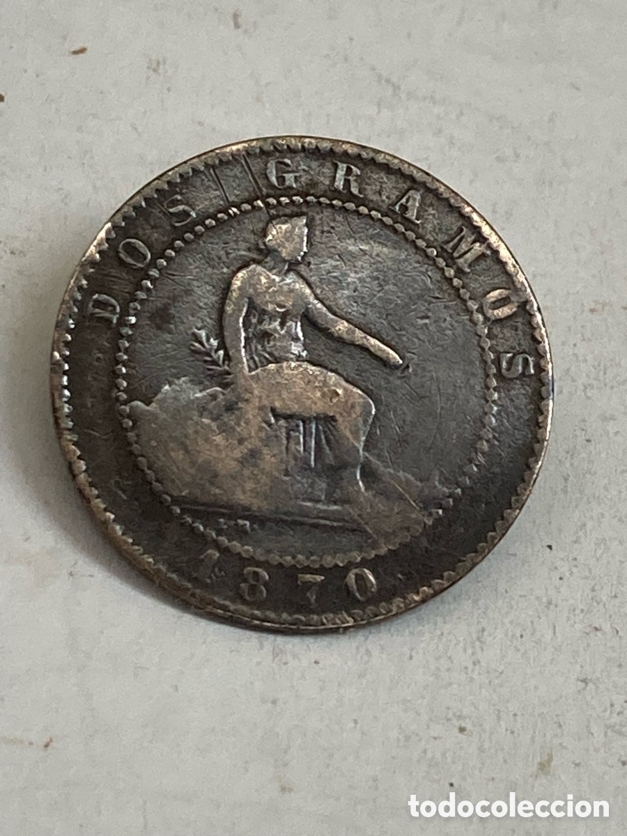 Monedas de Espa&ntilde;a: Moneda 2 c&eacute;ntimos 1870 L23 - Foto 2