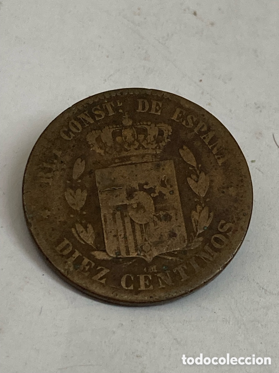 Monedas de Espa&ntilde;a: Moneda de 10 c&eacute;ntimos 1878 - Foto 2