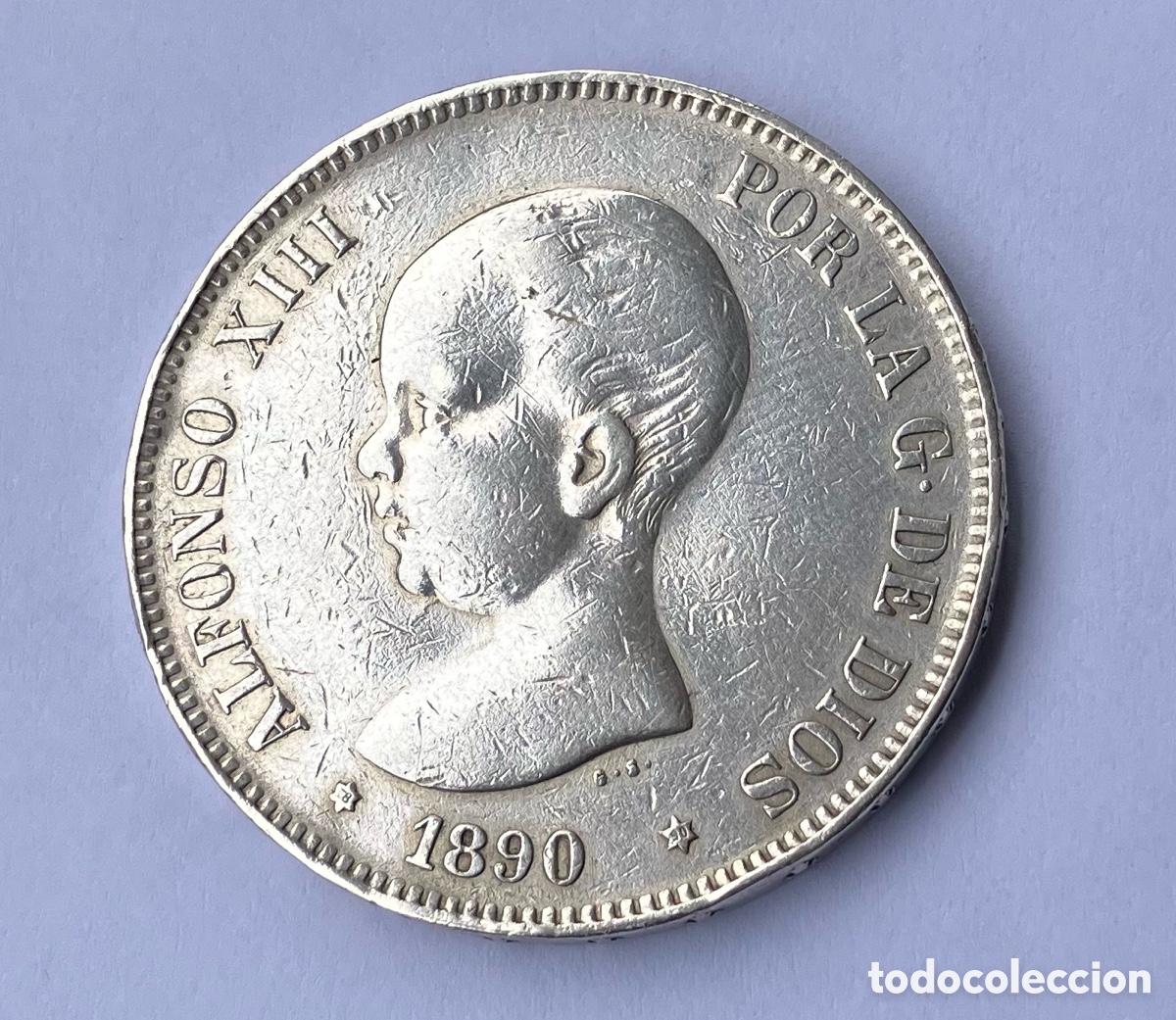 Moedas de Espanha: 5 Pesetas Plata Espa&ntilde;a 1890 (18-90) Alfonso XIII Pel&oacute;n - Excelente Detalle Estrella