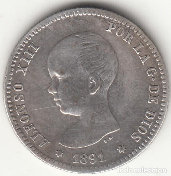 Monedas de Espa&ntilde;a: ALFONSO XIII: 1 PESETA 1891 PGM / PLATA