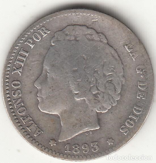 Monedas de Espa&ntilde;a: ALFONSO XIII: 1 PESETA 1893 PGL / PLATA