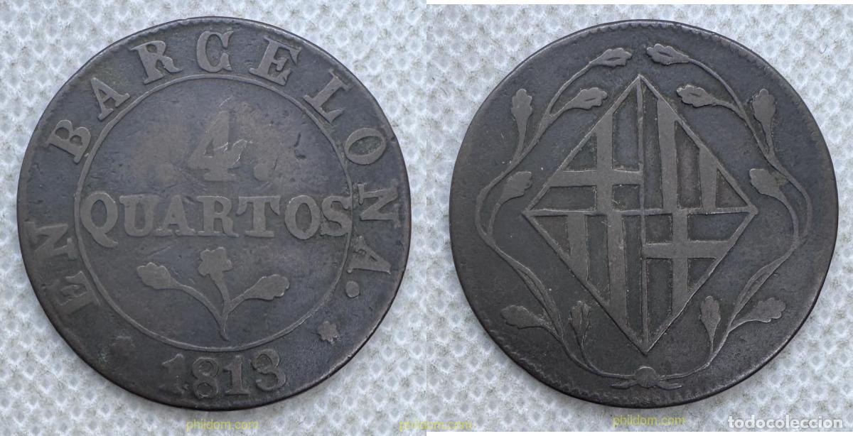 Monedas de Espa&ntilde;a: 5627 ESPA&Ntilde;A 1813 JOSE NAPOLEON 4 CUARTOS 1813 BARCELONA