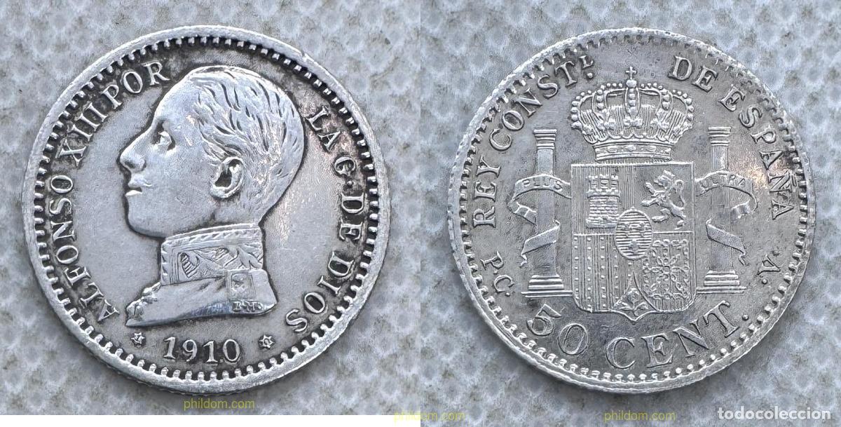 Monedas de Espa&ntilde;a: 5631 ESPA&Ntilde;A 1910 ALFONSO XIII 50 CENTIMOS 1910