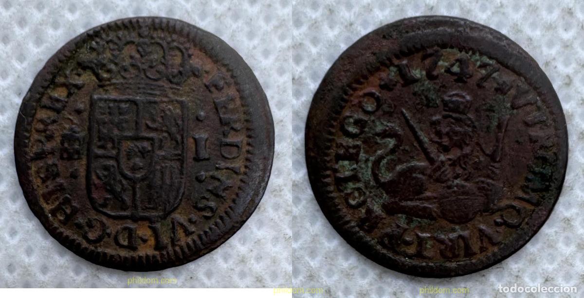 Monedas de Espa&ntilde;a: 5611 ESPA&Ntilde;A 1747 FERNANDO VI 1 MARAVEDIS 1747 SEGOVIA