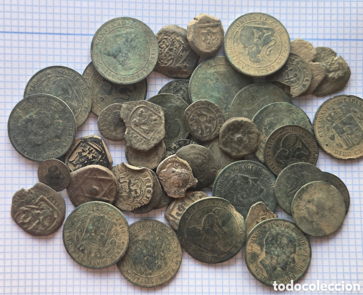 Monedas de Espa&ntilde;a: Lote de 45 monedas Antiguas , las de la foto