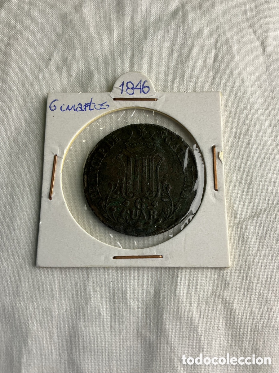 Monedas de Espa&ntilde;a: Isabel II &ndash; 6 cuartos de 1846 &ndash; Principado de Catalu&ntilde;a &ndash; Barcelona