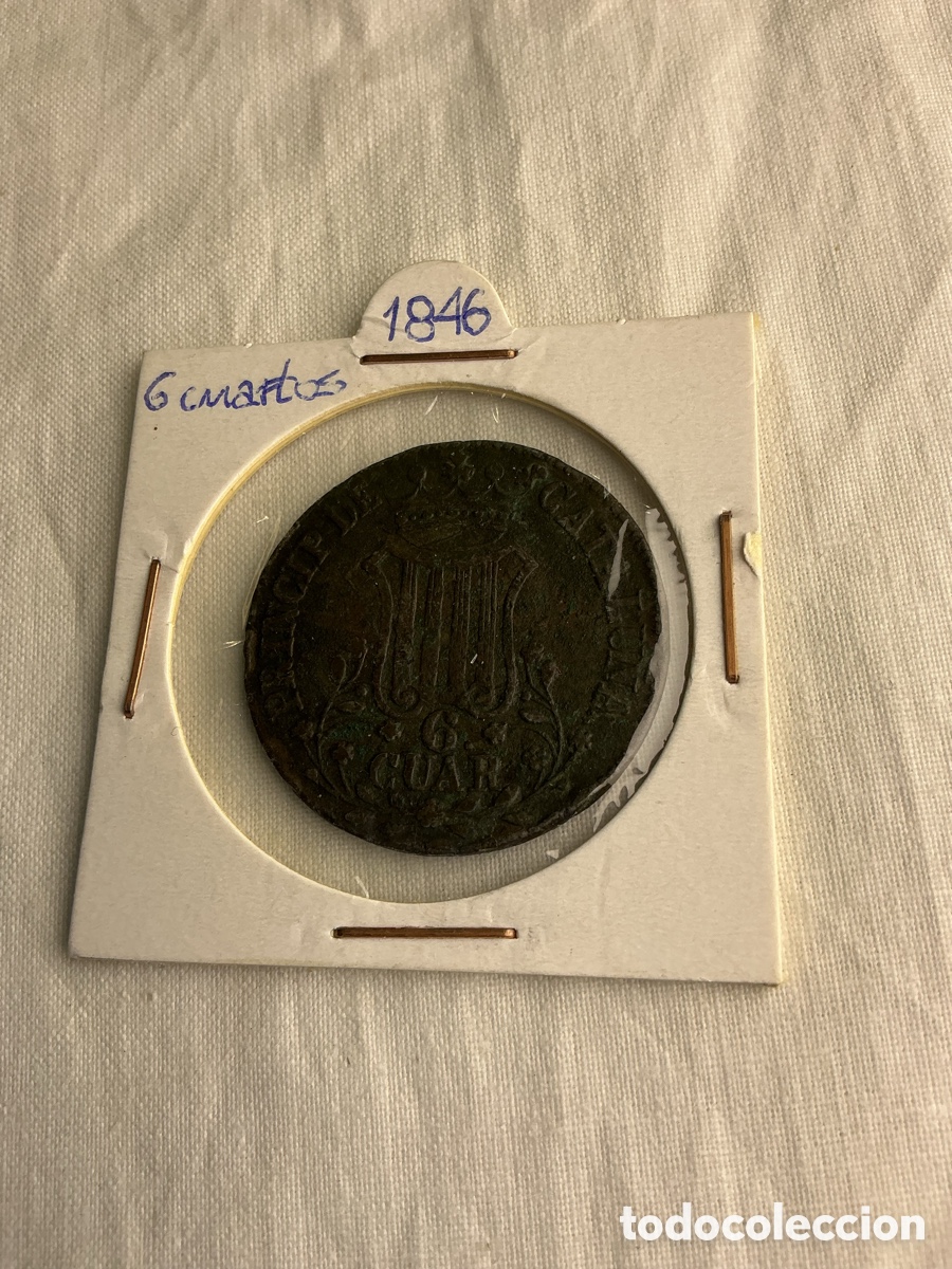 Monedas de Espa&ntilde;a: Isabel II &ndash; 6 cuartos de 1846 &ndash; Principado de Catalu&ntilde;a &ndash; Barcelona