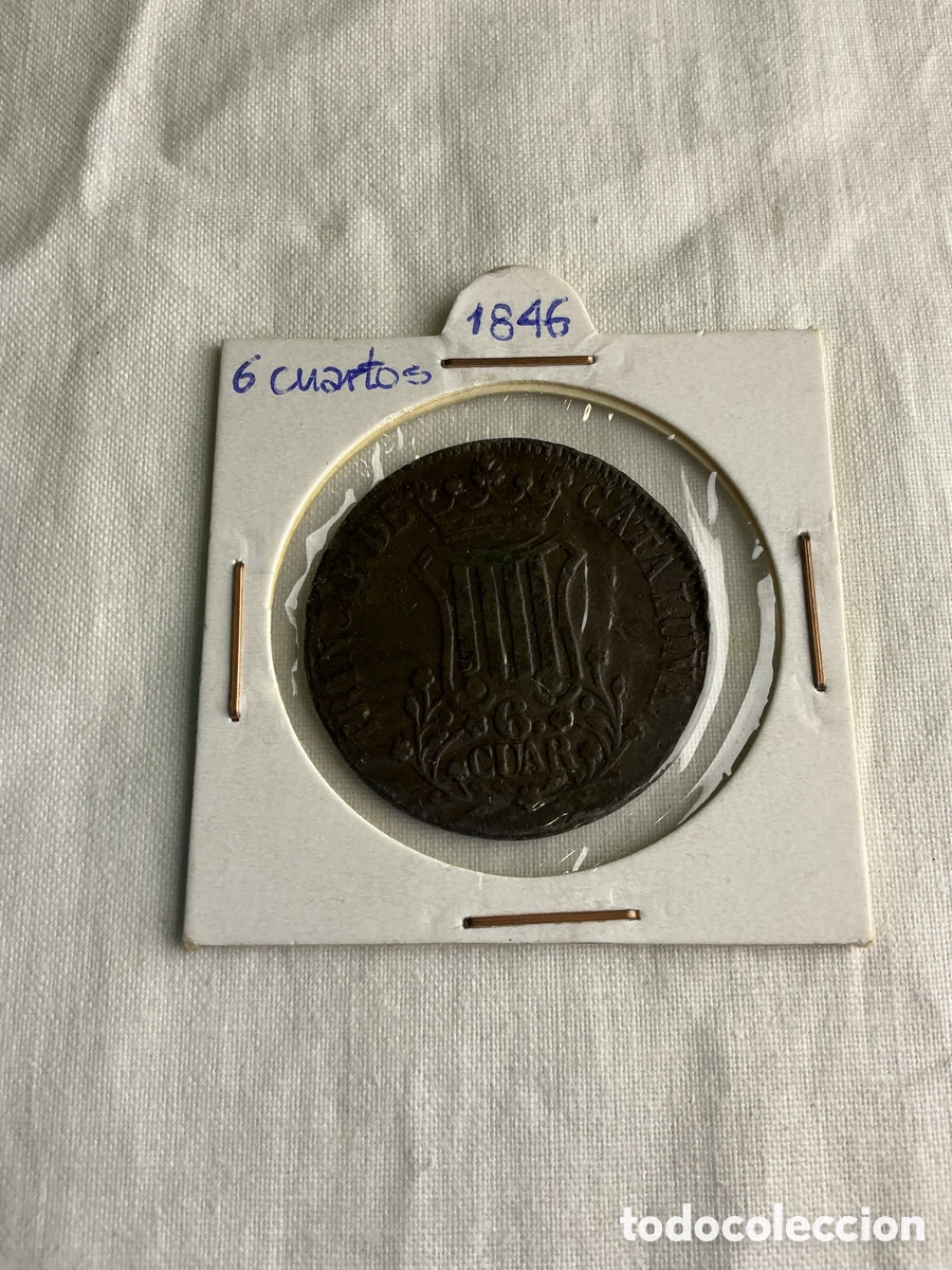 Monedas de Espa&ntilde;a: Isabel II &ndash; 6 cuartos de 1846 &ndash; Barcelona &ndash; Principado de Catalu&ntilde;a