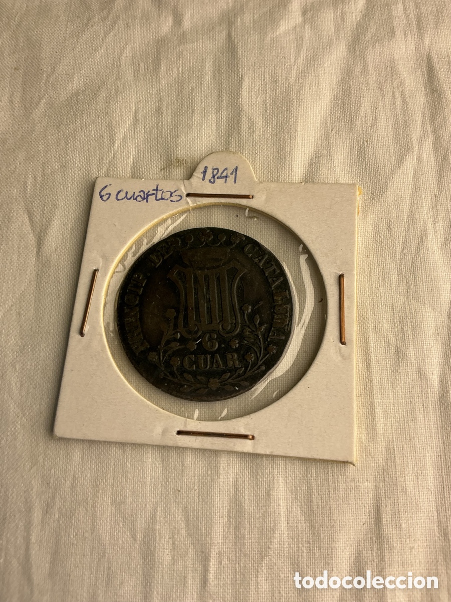 Monedas de Espa&ntilde;a: Isabel II &ndash; 6 cuartos de 1841 &ndash; Barcelona &ndash; Principado de Catalu&ntilde;a